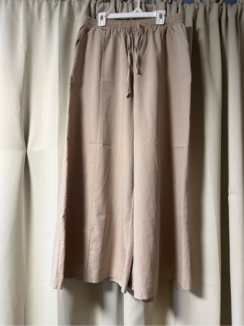 Women’s Wide-Leg Drawstring Linen Blend Pants - Tan